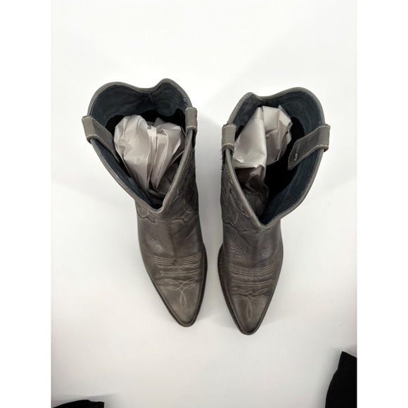 Vintage BATA Womens‎ Short Western Boots Sz 38 Gray Leather Star Cowgirl Cowboy - Picture 2 of 8